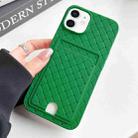 For iPhone 12 / 12 Pro Weave Texture Card Slot Skin Feel Phone Case with Push Card Hole(Green) - 1