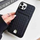 For iPhone 12 Pro Max Weave Texture Card Slot Skin Feel Phone Case with Push Card Hole(Black) - 1