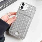 For iPhone 11 Weave Texture Card Slot Skin Feel Phone Case with Push Card Hole(Silver) - 1
