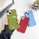 For iPhone 11 Weave Texture Card Slot Skin Feel Phone Case with Push Card Hole(Green) - 3