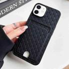 For iPhone 11 Weave Texture Card Slot Skin Feel Phone Case with Push Card Hole(Black) - 1