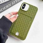 For iPhone XS / X Weave Texture Card Slot Skin Feel Phone Case with Push Card Hole(Olive Green) - 1