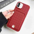 For iPhone XS / X Weave Texture Card Slot Skin Feel Phone Case with Push Card Hole(Red) - 1