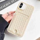 For iPhone XS / X Weave Texture Card Slot Skin Feel Phone Case with Push Card Hole(White) - 1