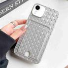 For iPhone XR Weave Texture Card Slot Skin Feel Phone Case with Push Card Hole(Silver) - 1