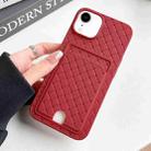 For iPhone XR Weave Texture Card Slot Skin Feel Phone Case with Push Card Hole(Red) - 1