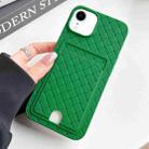 For iPhone XR Weave Texture Card Slot Skin Feel Phone Case with Push Card Hole(Green) - 1