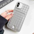 For iPhone XS Max Weave Texture Card Slot Skin Feel Phone Case with Push Card Hole(Silver) - 1