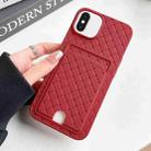 For iPhone XS Max Weave Texture Card Slot Skin Feel Phone Case with Push Card Hole(Red) - 1