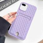 For iPhone 8 Plus / 7 Plus Weave Texture Card Slot Skin Feel Phone Case with Push Card Hole(Light Purple) - 1