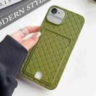 For iPhone 6s / 6 Weave Texture Card Slot Skin Feel Phone Case with Push Card Hole(Olive Green) - 1