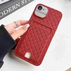 For iPhone 6s / 6 Weave Texture Card Slot Skin Feel Phone Case with Push Card Hole(Red) - 1