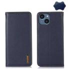 For iPhone 15 KHAZNEH Nappa Top Layer Cowhide Leather Phone Case(Blue) - 1