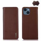 For iPhone 15 Plus KHAZNEH Nappa Top Layer Cowhide Leather Phone Case(Brown) - 1