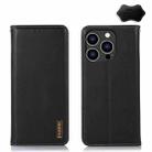 For iPhone 15 Pro KHAZNEH Nappa Top Layer Cowhide Leather Phone Case(Black) - 1