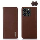 For iPhone 15 Pro Max KHAZNEH Nappa Top Layer Cowhide Leather Phone Case(Brown) - 1