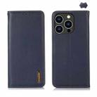 For iPhone 16 Pro Max KHAZNEH Nappa Top Layer Cowhide Leather Phone Case(Blue) - 1