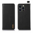 For iPhone 16 Pro Max KHAZNEH Nappa Top Layer Cowhide Leather Phone Case(Black) - 1