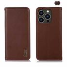 For iPhone 16 Pro Max KHAZNEH Nappa Top Layer Cowhide Leather Phone Case(Brown) - 1