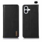 For iPhone 16 Plus KHAZNEH Nappa Top Layer Cowhide Leather Phone Case(Black) - 1