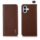 For iPhone 16 Plus KHAZNEH Nappa Top Layer Cowhide Leather Phone Case(Brown) - 1