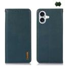 For iPhone 16 KHAZNEH Nappa Top Layer Cowhide Leather Phone Case(Green) - 1