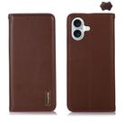 For iPhone 17 KHAZNEH Nappa Top Layer Cowhide Leather Phone Case(Brown) - 1