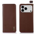 For iPhone 17 Pro Max KHAZNEH Nappa Top Layer Cowhide Leather Phone Case(Brown) - 1