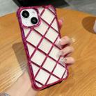 For iPhone 14 / 13 3D Diamond Lattice Laser Engraving Phone Case(Rose Red) - 1