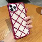 For iPhone 14 Pro 3D Diamond Lattice Laser Engraving Phone Case(Rose Red) - 1