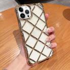 For iPhone 14 Pro Max 3D Diamond Lattice Laser Engraving Phone Case(Gold) - 1