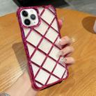 For iPhone 11 Pro Max 3D Diamond Lattice Laser Engraving Phone Case(Rose Red) - 1