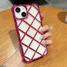 For iPhone 15 Plus 3D Diamond Lattice Laser Engraving Phone Case(Rose Red) - 1