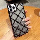 For iPhone 14 Pro 3D Diamond Lattice Laser Engraving Glitter Paper Phone Case(Gradient Black) - 1