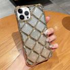 For iPhone 14 Pro 3D Diamond Lattice Laser Engraving Glitter Paper Phone Case(Gradient Gold) - 1