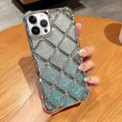 For iPhone 14 Pro 3D Diamond Lattice Laser Engraving Glitter Paper Phone Case(Gradient Silver) - 1