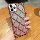 For iPhone 11 Pro Max 3D Diamond Lattice Laser Engraving Glitter Paper Phone Case(Gradient Pink) - 1