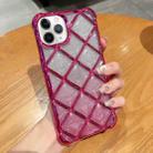 For iPhone 11 Pro Max 3D Diamond Lattice Laser Engraving Glitter Paper Phone Case(Gradient Rose Red) - 1