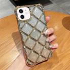 For iPhone 11 3D Diamond Lattice Laser Engraving Glitter Paper Phone Case(Gradient Gold) - 1