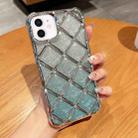 For iPhone 11 3D Diamond Lattice Laser Engraving Glitter Paper Phone Case(Gradient Silver) - 1