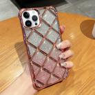 For iPhone 15 Pro Max 3D Diamond Lattice Laser Engraving Glitter Paper Phone Case(Gradient Pink) - 1