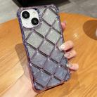 For iPhone 15 3D Diamond Lattice Laser Engraving Glitter Paper Phone Case(Gradient Purple) - 1