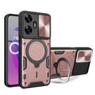 For Realme C55 4G CD Texture Sliding Camshield Magnetic Holder Phone Case(Pink) - 1