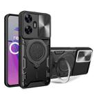 For Realme C55 4G CD Texture Sliding Camshield Magnetic Holder Phone Case(Black) - 1