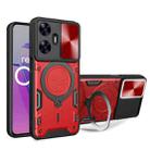 For Realme C55 4G CD Texture Sliding Camshield Magnetic Holder Phone Case(Red) - 1