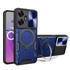 For Realme C55 4G CD Texture Sliding Camshield Magnetic Holder Phone Case(Blue) - 1