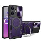 For Realme C55 4G CD Texture Sliding Camshield Magnetic Holder Phone Case(Purple) - 1