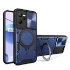 For Realme C35 CD Texture Sliding Camshield Magnetic Holder Phone Case(Blue) - 1