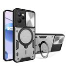 For Realme C35 CD Texture Sliding Camshield Magnetic Holder Phone Case(Silver) - 1
