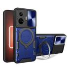 For Realme GT3 5G CD Texture Sliding Camshield Magnetic Holder Phone Case(Blue) - 1
